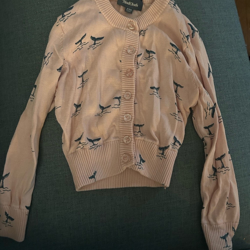 ModCloth Pink Whale Pattern Sweater - Picture 2 of 5
